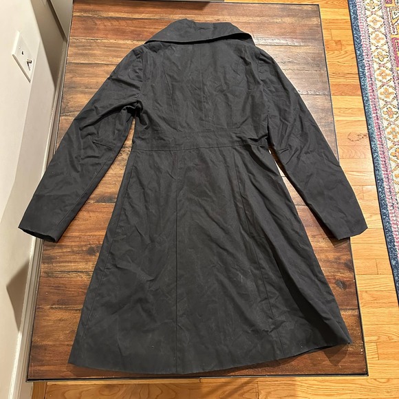 Vaute Couture vegan waxed canvas cotton trench coat jacket in black size XS - Picture 3 of 10
